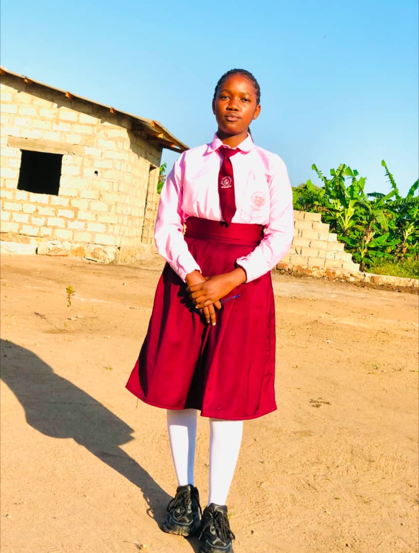 Shania Asifiwe wearing her Asaba Memorial High School uniform