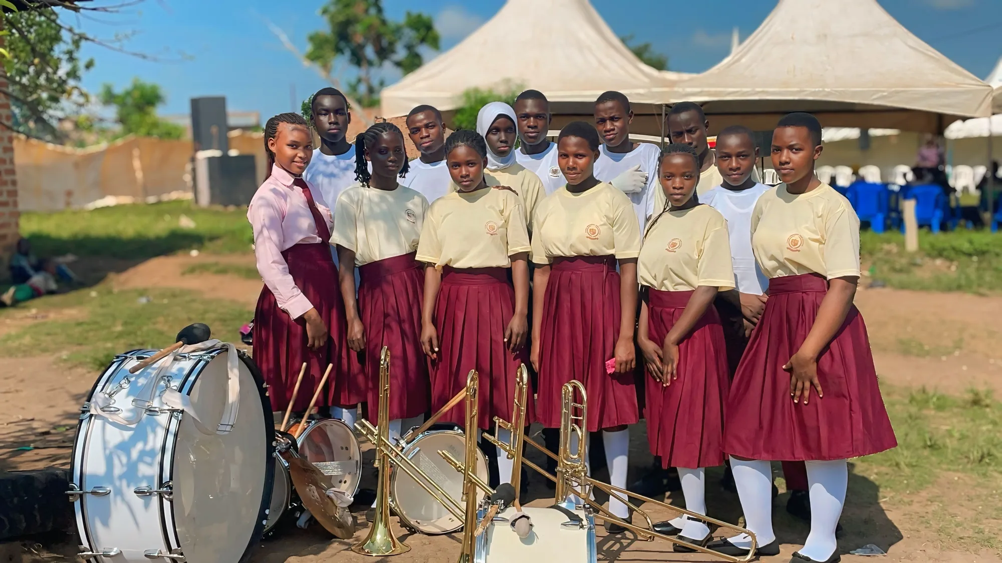 AMEF students gathered outdoors during a school activity