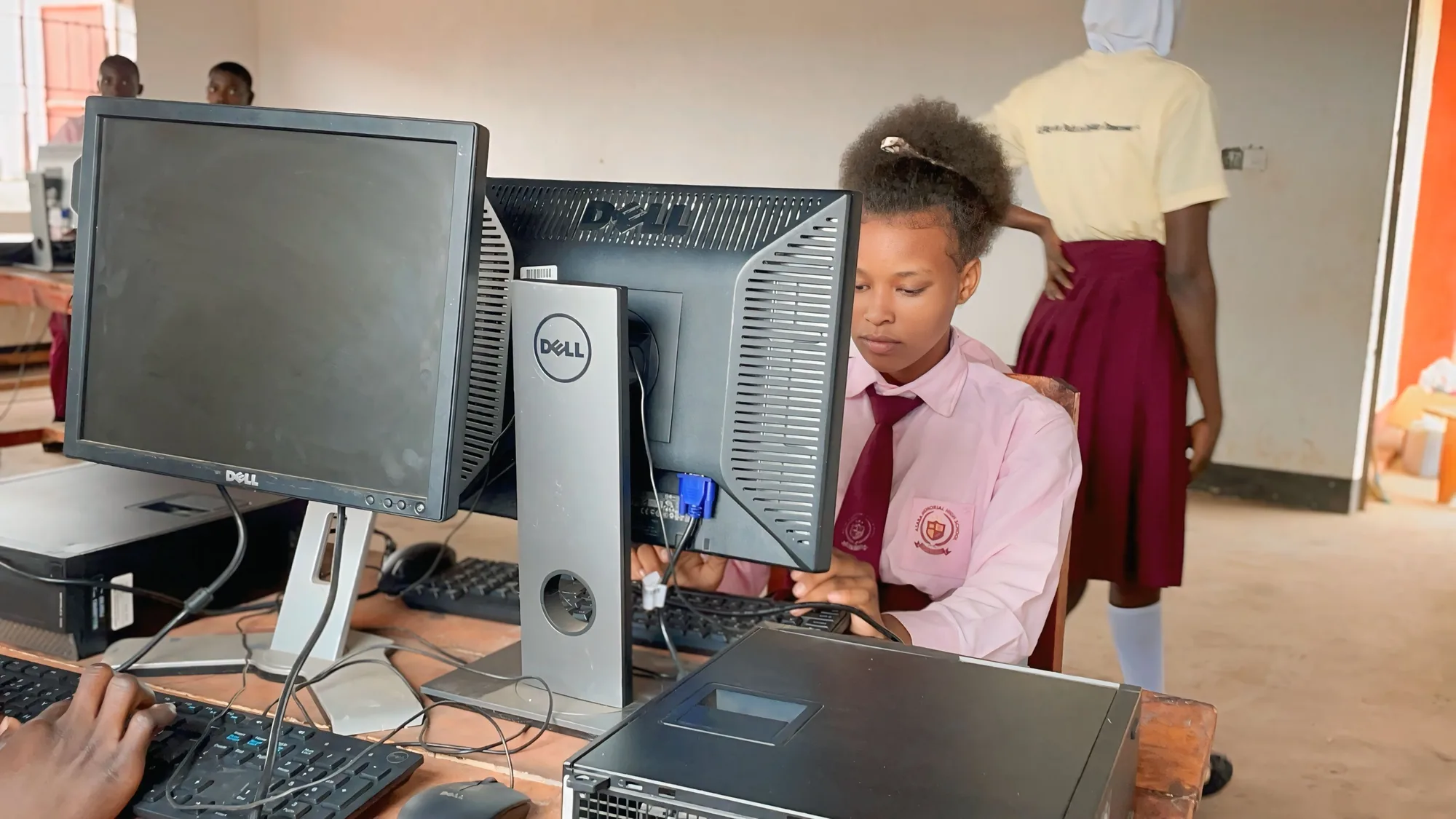 An AMHS student developing computer skills