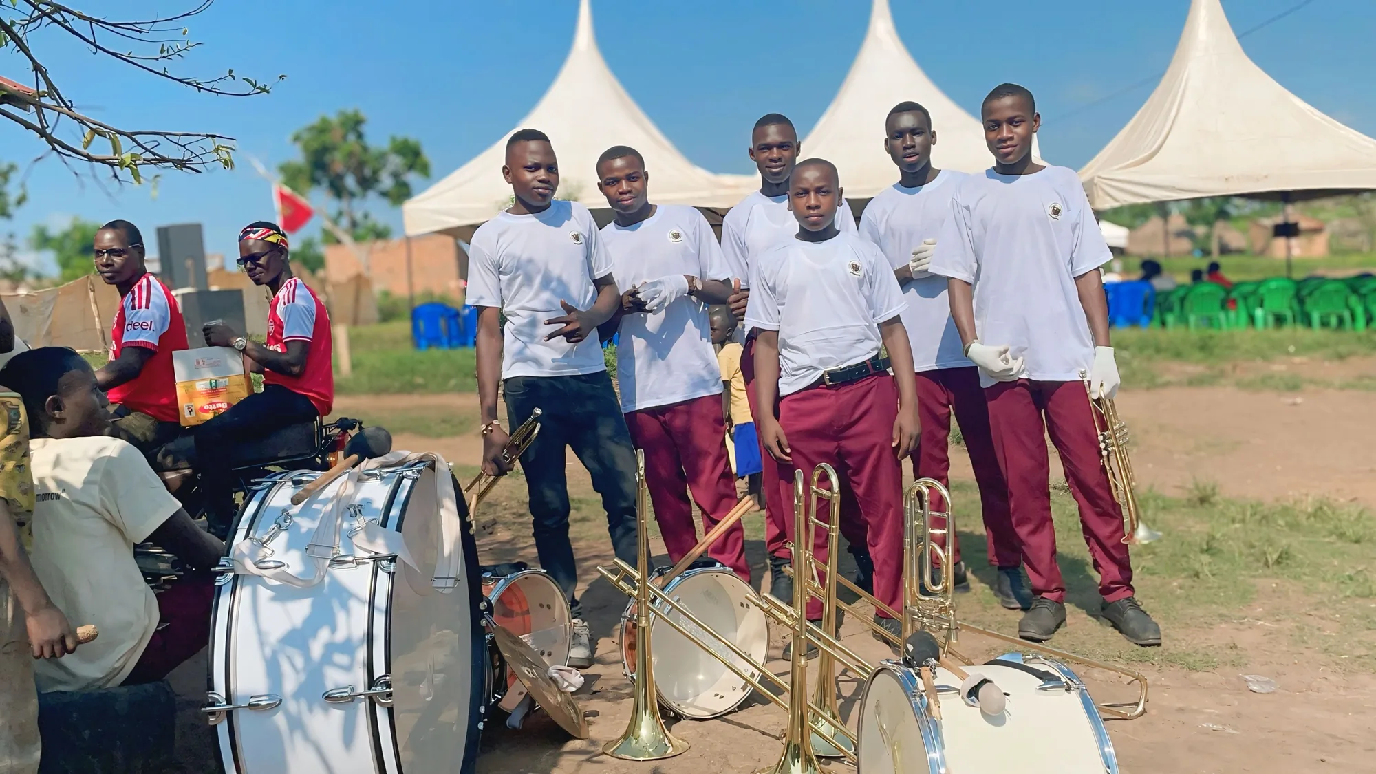 AMHS students with brass band instruments