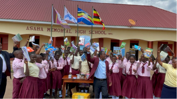 Textbooks donated by Turn the Page Uganda for Asaba Memorial High School students